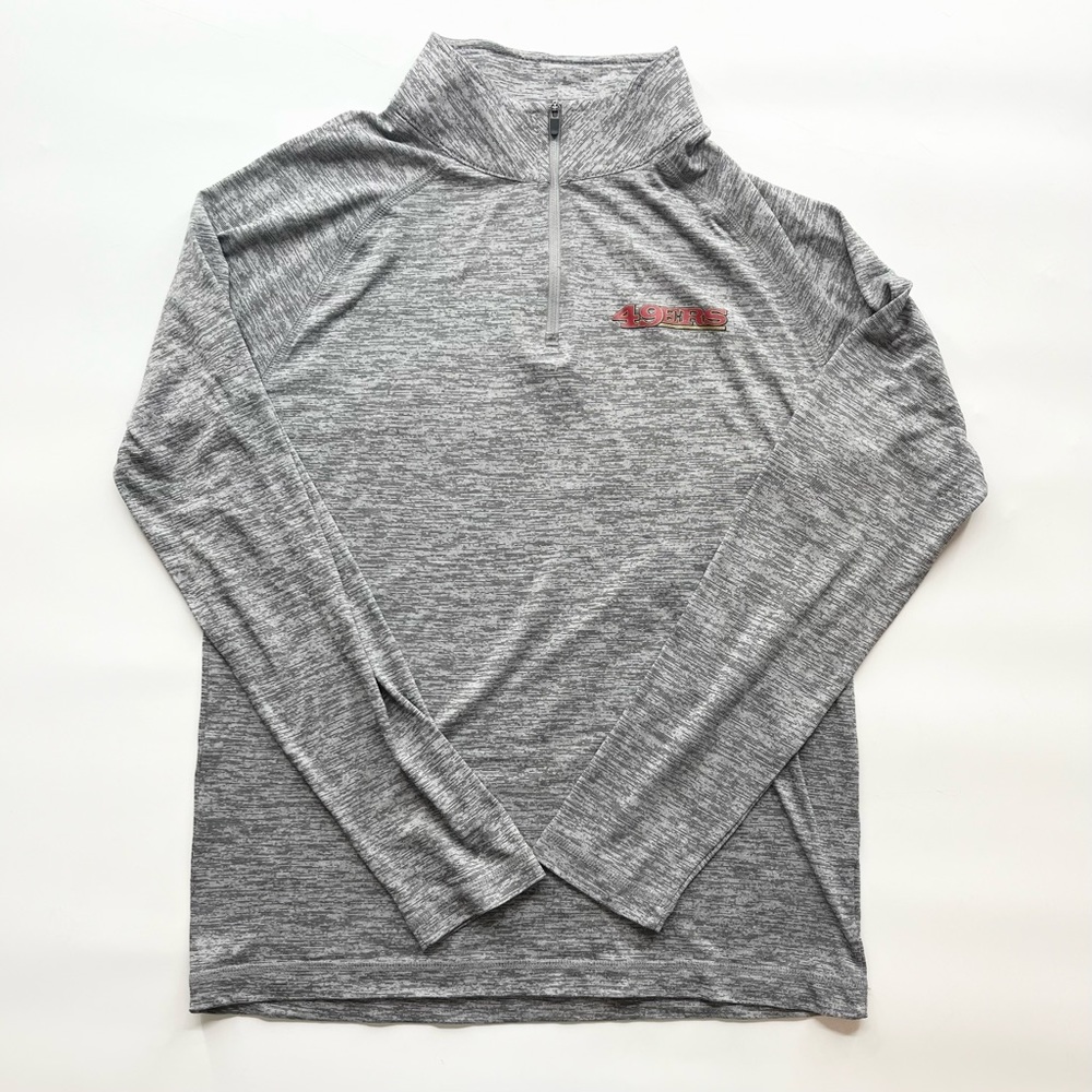 NFL Teal Apparel Gray San Francisco 49ers Zip Men's Sweater Size M Lightweight